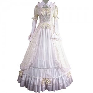 Partiss Women Bowknot Ruffles Gothic Lolita Victorian Dress, XS, Champagne Partiss Women Bowknot Ruffles Gothic Lolita Victorian Dress, XS, Champagne