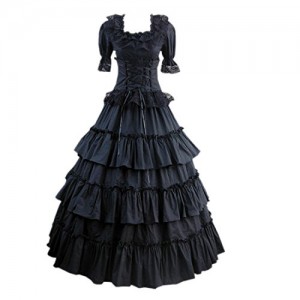 Partiss Women Multi-Layer Floor-length Gothic Victorian Lolita Dress, S, Black Partiss Women Multi-Layer Floor-length Gothic Victorian Lolita Dress, S, Black