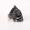 PAURO Cool Feather Dayak Indian Headdress Punk Skull Stainless Steel Mens Boys Ring Size 7