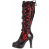 Pleaser Women's Crypto-106/B Knee-High Boot,Black/Red,6 M US