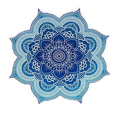 Popular Handicrafts Large Round Lotus Flower Mandala Tapestry-100% Cotton-Outdoor Beach Roundie-Hippie Gypsy Boho Throwl Tablecloth Wall Hanging Yo...