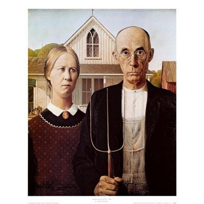 American Gothic, Art Poster by Grant Wood Art Poster Print by Grant Wood, 9x11
