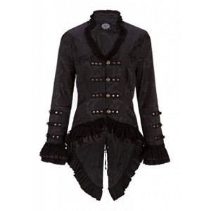 Elegant Black Victorian Jacket with Lace Embellishments – Size US 12