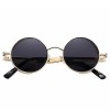 Pro Acme Gothic Steampunk Sunglasses for Men Women Metal Frame Round Lens (Black Lens/Gold Frame)