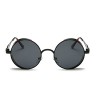 Pro Acme Retro Polarized Round Sunglasses Unisex Metal Frame Steampunk Glasses (Black Frame/Black Lens)