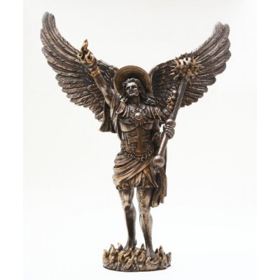 12.75 Inch Archangel Uriel with Spear Religious Resin Statue Figurine