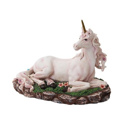 7.5 Inch White Magical Unicorn Statue Figurine with Flowers