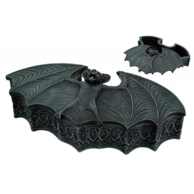 8 Inch Outstretched Bat Wings Jewelry/Trinket Box with Lid Figurine