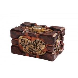 Steampunk Themed Pressure Gauge Box Statue Figurine 5"Long
