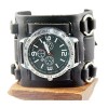 02 Big Black Hip-hop Rock/gothic/punk Style Men Watch 7.5cm Wide Leather Cuff Wristwatch Fashion Watch