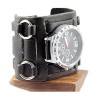 02 Big Black Hip-hop Rock/gothic/punk Style Men Watch 7.5cm Wide Leather Cuff Wristwatch Fashion Watch