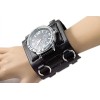 02 Big Black Hip-hop Rock/gothic/punk Style Men Watch 7.5cm Wide Leather Cuff Wristwatch Fashion Watch