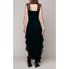 R.Vivimos Women Sleeveless Backless Asymmetrical Layered Lace Long Dress with Slip Two Pieces (Medium, Black)