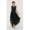 R.Vivimos Women Sleeveless Backless Asymmetrical Layered Lace Long Dress with Slip Two Pieces (Medium, Black)