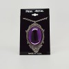 Purple Cabochon in Silver Finish Pewter Frame Large Oval Pendant Necklace