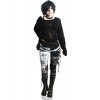 Refuse to be Usual women's Ultra long Tie Dye Gothic Punk Leggings Black X-Large