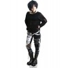 Refuse to be Usual women's Ultra long Tie Dye Gothic Punk Leggings Black X-Large