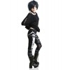 Refuse to be Usual women's Ultra long Tie Dye Gothic Punk Leggings Black X-Large
