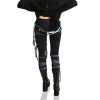 Refuse to be Usual women's Ultra long Tie Dye Gothic Punk Leggings Black X-Large