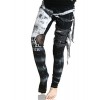 Refuse to be Usual women's Ultra long Tie Dye Gothic Punk Leggings Black X-Large