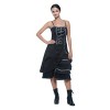 Women's Plus Antique Style Lace-Up Corset Tiered Ruffle Bustle Frontier Dress (1XL, Black)