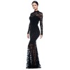 Women's Plus Black Goth Victorian Inspired Lace Mermaid High Neck Long Dress (X-Large)