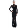 Women's Plus Black Goth Victorian Inspired Lace Mermaid High Neck Long Dress (X-Large)