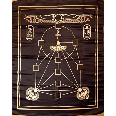Wicca Magic Cloth Altar Tarot Ankh Version Black Gold