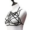 S-master Womens Sexy Goth Harness Strappy Body Caged Bra Black (Style 1)
