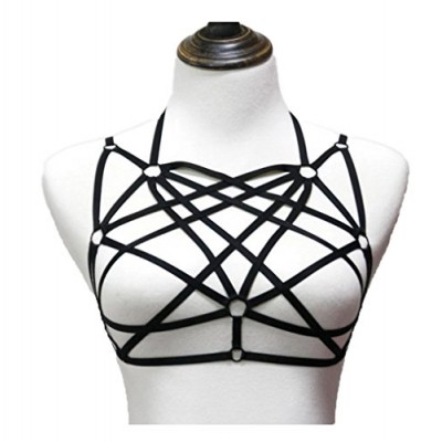 S-master Womens Sexy Goth Harness Strappy Body Caged Bra Black (Style 1)