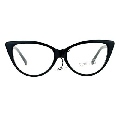 SA106 Womens Classic Gothic High Point Cat Eye Glasses Matte Black