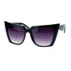 Womens 80s Punk Goth Devil Horn Cat Eye Sunglasses Black