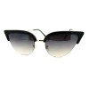 Womens Mod Half Rim Cat Eye 20s Retro Fashion Goth Sunglasses Black Silver
