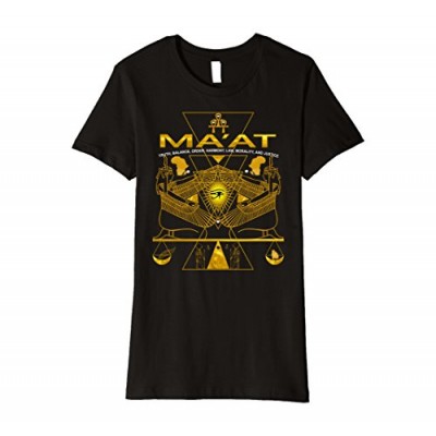 Womens AKD- MA'AT MAAT Sacred Geometry Science Egyptian T-Shirt Medium Black