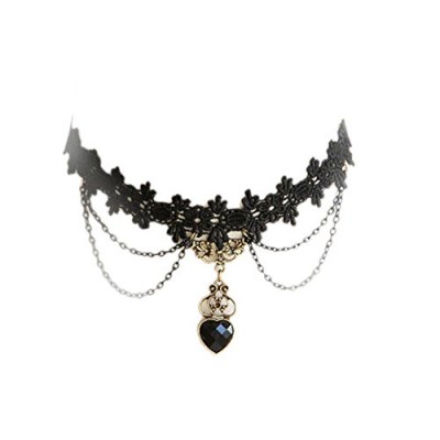 Sandistore Pearl Gothic Retro Vintage Handmade Lace Choker Necklace