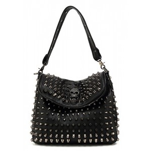 Scarleton Studded Skull Shoulder Bag H141701 - Black