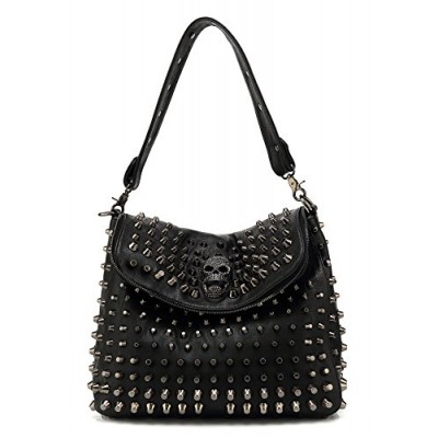 Scarleton Studded Skull Shoulder Bag H141701 - Black