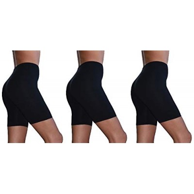 Sexy Basics Womens 3 Pack Sheer & Sexy Cotton Spandex Boyshort Yoga Bike Shorts (Medium -6, 3 PK BLACK)