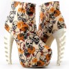 SHOW STORY Beige Skull Zip High-top Bone High Heel Hidden Platform Ankle Boots,LF40603BG35,4US,Beige