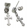 Stainless Steel Florentine Cross Earrings w/Crystal Posts