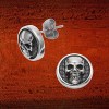 Stainless Steel Skull in Disc Stud Earrings