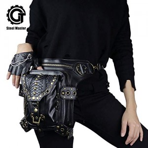 STEELMASTER Steam Punk Leather Handbag Fashion Messenger Bag Fanny Pack Gothic Shoulder Bag Cross Body Bag STEELMASTER Steam Punk Leather Handbag Fashion Messenger Bag Fanny Pack Gothic Shoulder Bag Cross Body Bag