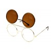 V137-vp Flip up Round Metal Sunglasses (Sdd Gold-brown)