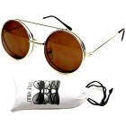 V137-vp Flip up Round Metal Sunglasses (Sdd Gold-brown)