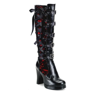 Summitfashions 4 Inch Mini Platform Sexy Knee High Boots Gothic Boots Buckles Chunky Heel Size: 6