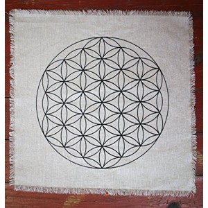 Printed linen Flower of Life Sacred Geometry Crystal Grid Altar Cloth