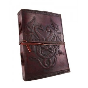 Embossed Leather Dual Dragons 120 Leaf Journal by Things2Die4