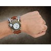 ThinkGeek Steampunk-Styled Tesla Analog Watch Weathered-Brass Look on Metal Findings Plus Leather Strap