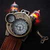 ThinkGeek Steampunk-Styled Tesla Analog Watch Weathered-Brass Look on Metal Findings Plus Leather Strap