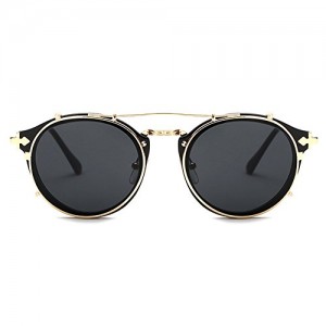 TIJN Stylish Steampunk Circle Clip Sunglasses Celebrity Style Eyewear